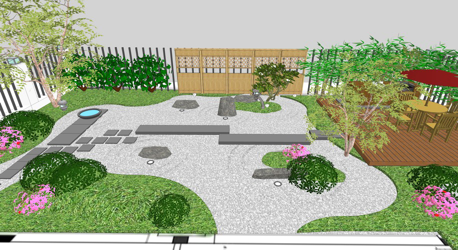 日式小庭院景观设计su模型 铅笔汇 高品质su模型交流分享平台