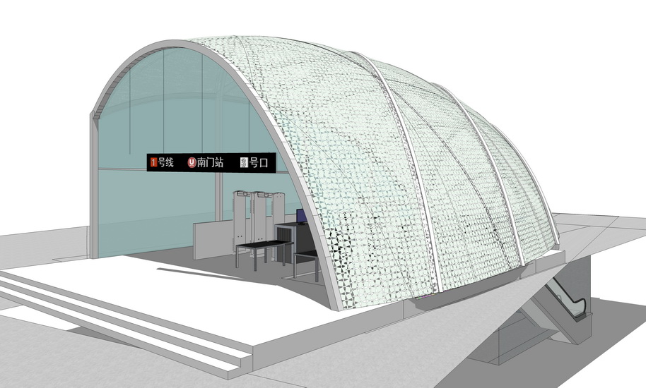 地铁站出入口su模型