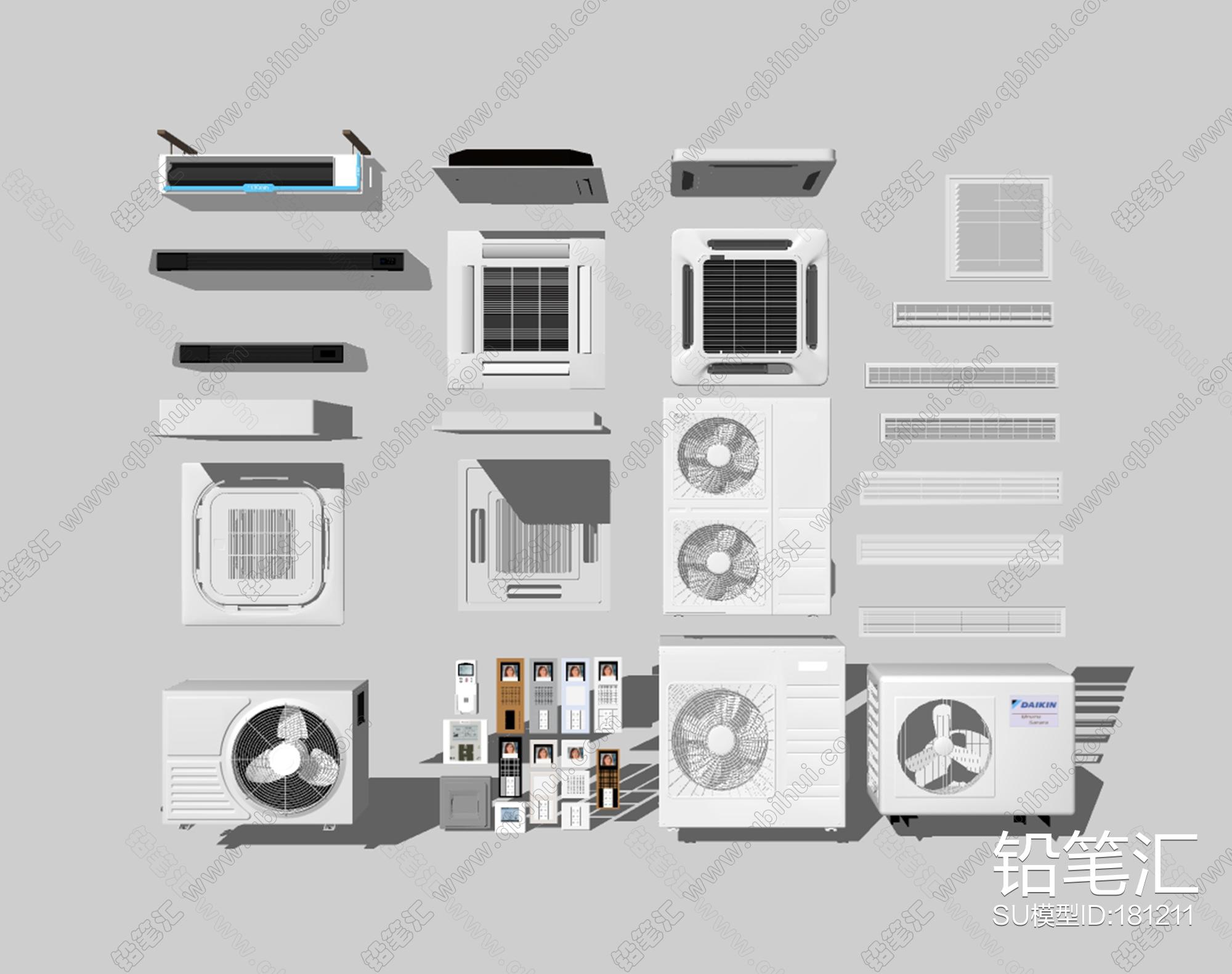 现代中央空调su模型 铅笔汇-高品质su模型交流分享平台