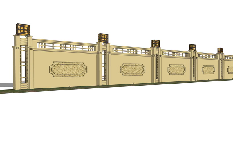 欧式围墙su模型