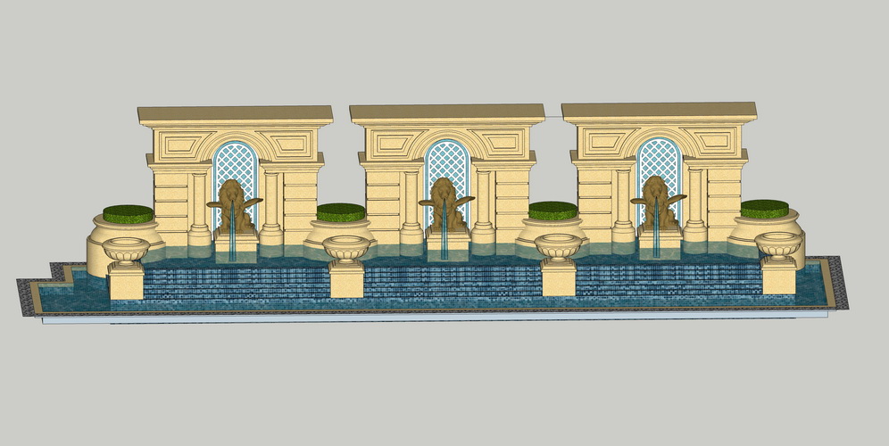 欧式水景景墙su模型